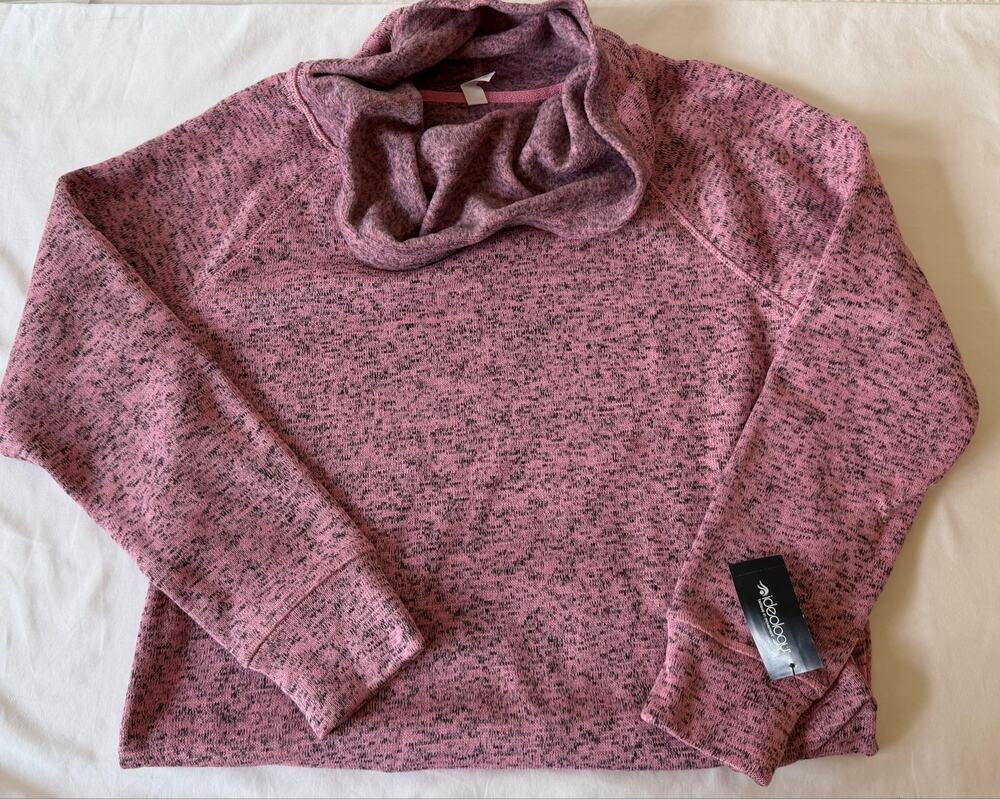 NWT Ideology Heathered Pink Cowl Neck Pullover Sweatshirt Women’s Size Large